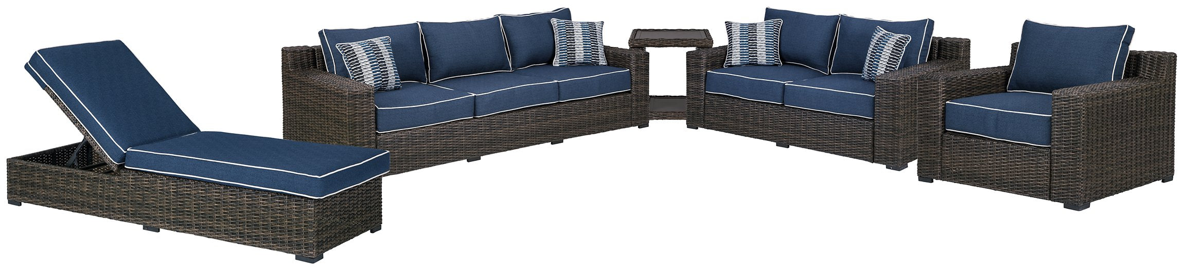 Grasson Lane Outdoor Sofa and Loveseat with Lounge Chairs and End Table image