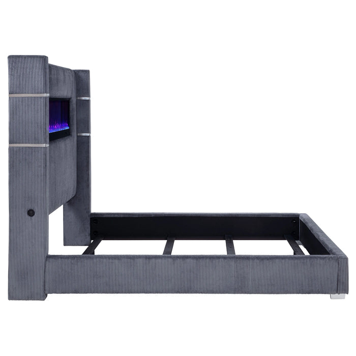 Tisdall Wingback Bed with Flame Visualizer