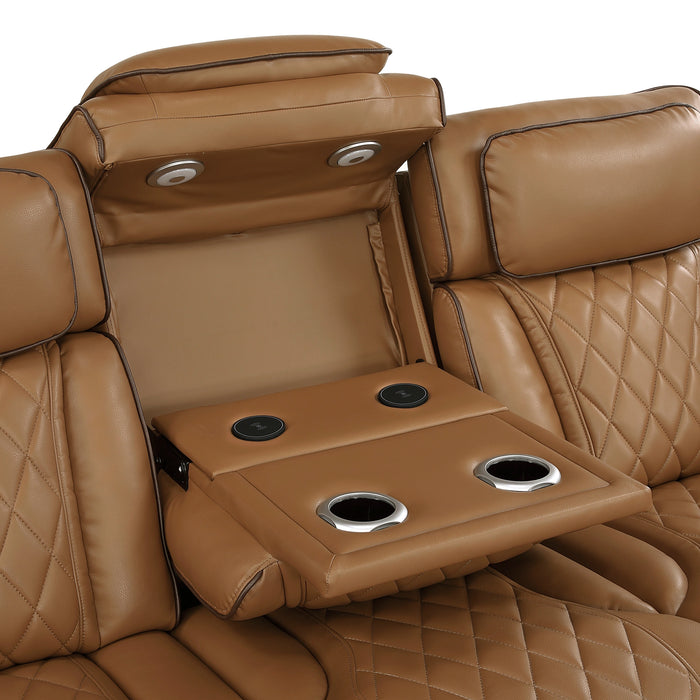 Fairway Power Double Reclining Sofa With Center Drop-Down Cup Holders