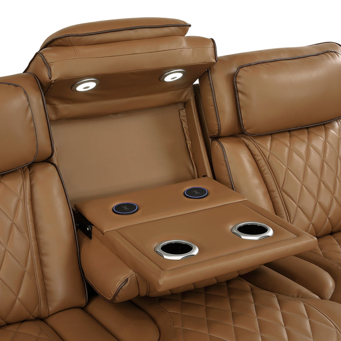 Fairway Power Double Reclining Sofa With Center Drop-Down Cup Holders