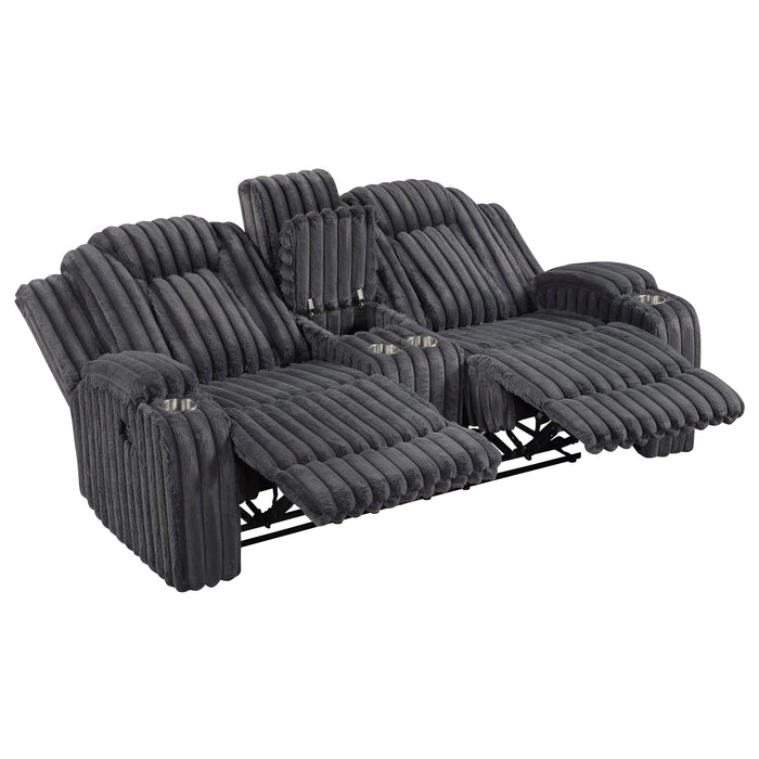 Phyllis Double Reclining Love Seat With Center Console And Cup Holders