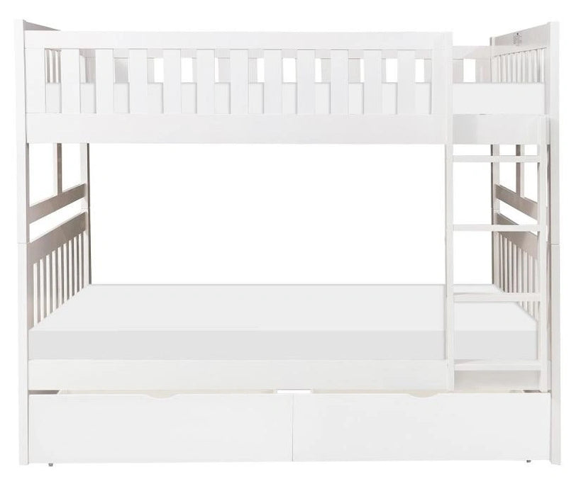 Galen Full/Full Bunk Bed w/ Storage Boxes in White B2053FFW-1*T