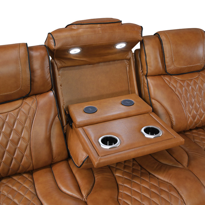 Apex Power Double Reclining Sofa With Center Drop-Down Cup Holders