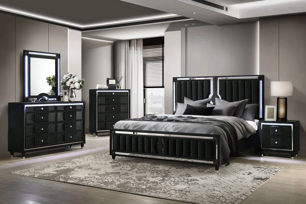 Ravenne Velvet Upholstered LED Nightstand